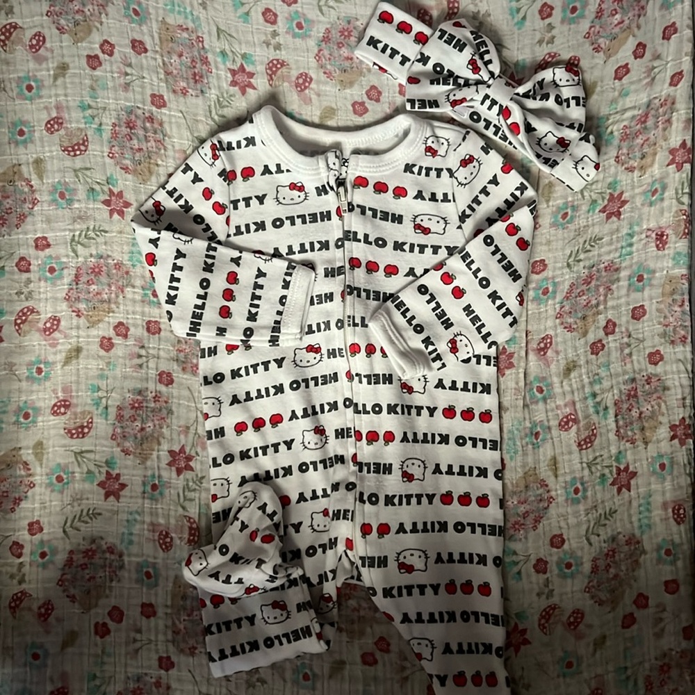 Hello kitty baby girl footed pajamas